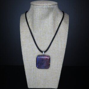 Black Cord with Multicolor Square Pendant